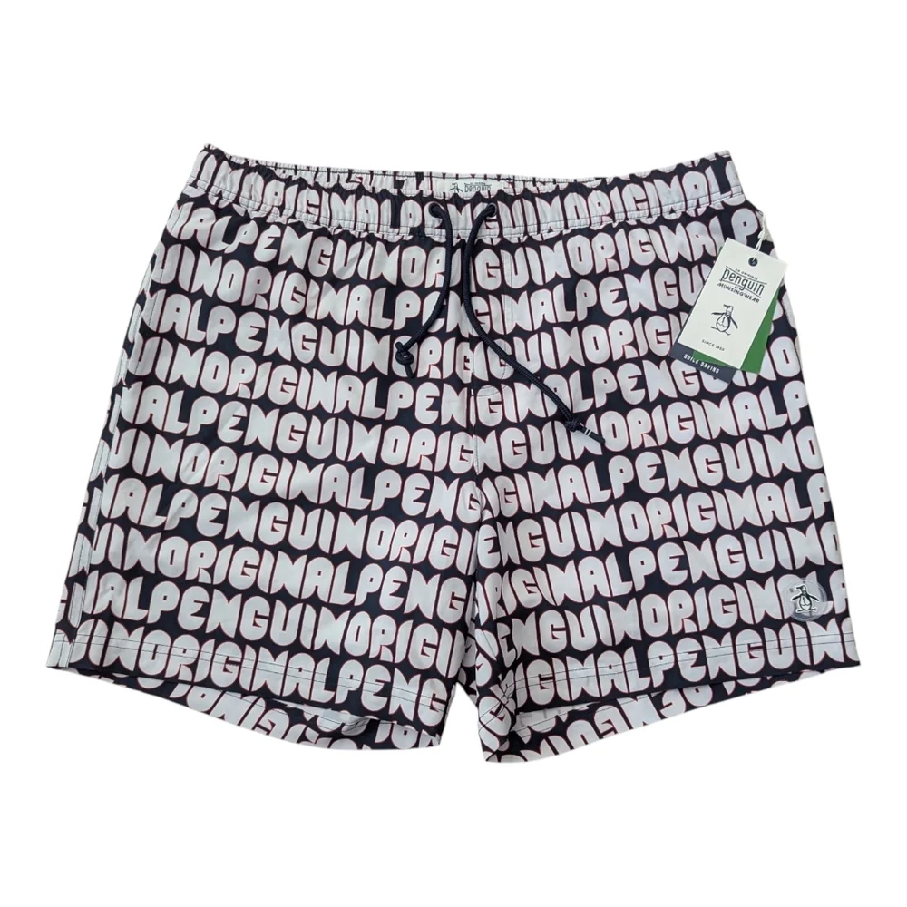 ORIGINAL PENGUIN All Over Print Volley Swim Trunk Dark Sapphire Size XL NWT